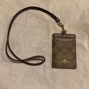 Coach leather hanging ID badge holder